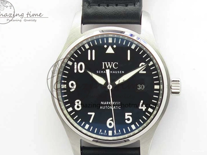 MIROTIME 0224 Soft MARK XVIII IW327001 SS FKF 1:1 Best Edition Black Dial On Black Leather Strap 7119